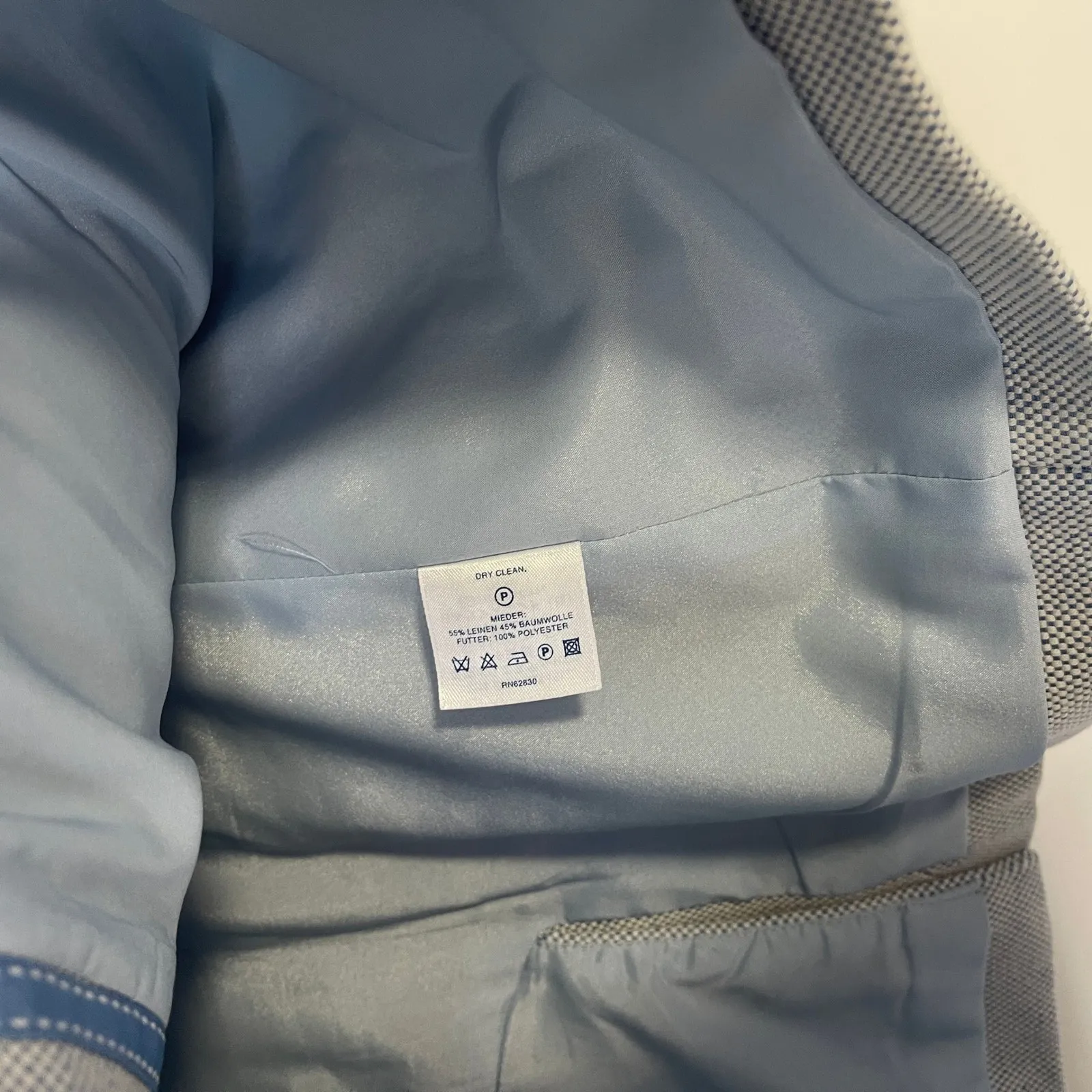 Lands End Womens‎ Blazer Jacket Light Blue White Check Size 18 - Image 5