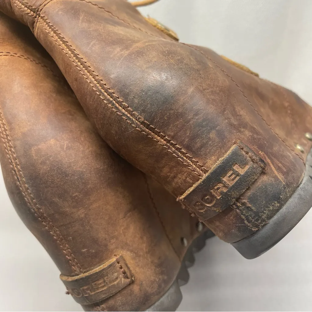 Sorel Joan of Arctic Wedge Boots Brown Leather Lace Up Size 9 - Image 11