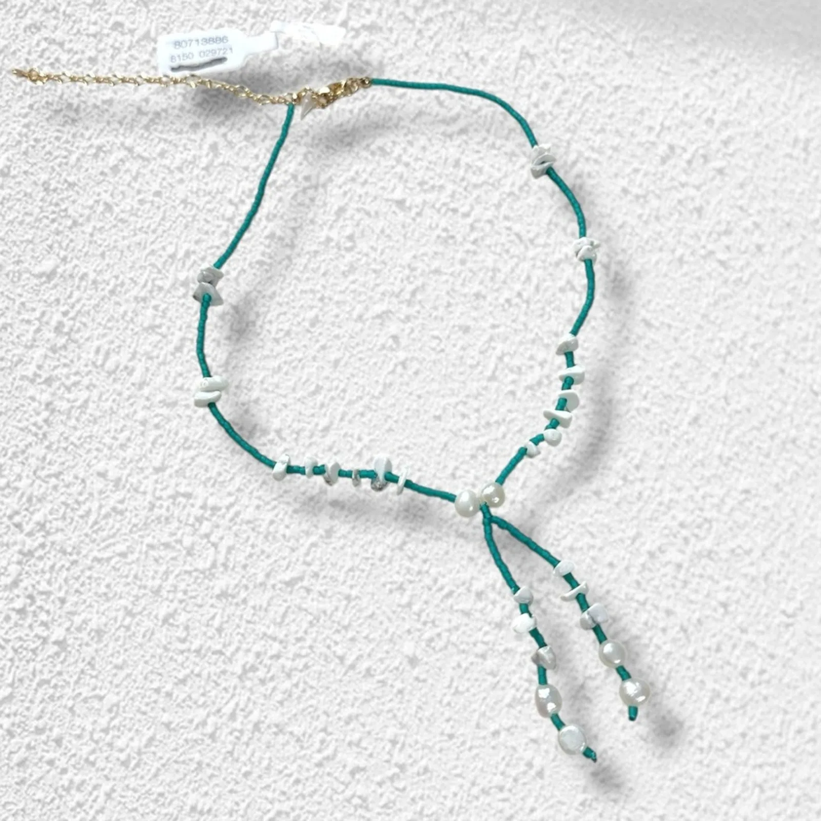 Free People Freshwater Pearl Bolo Necklace Teal Green Bohemian Beach Dainty NWT - Image 10