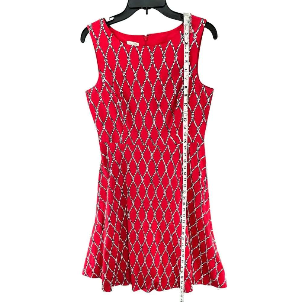 Talbots Fit Flare Dress 10 Red White Nautical Rope Sleeveless Preppy 4th of July - Image 8