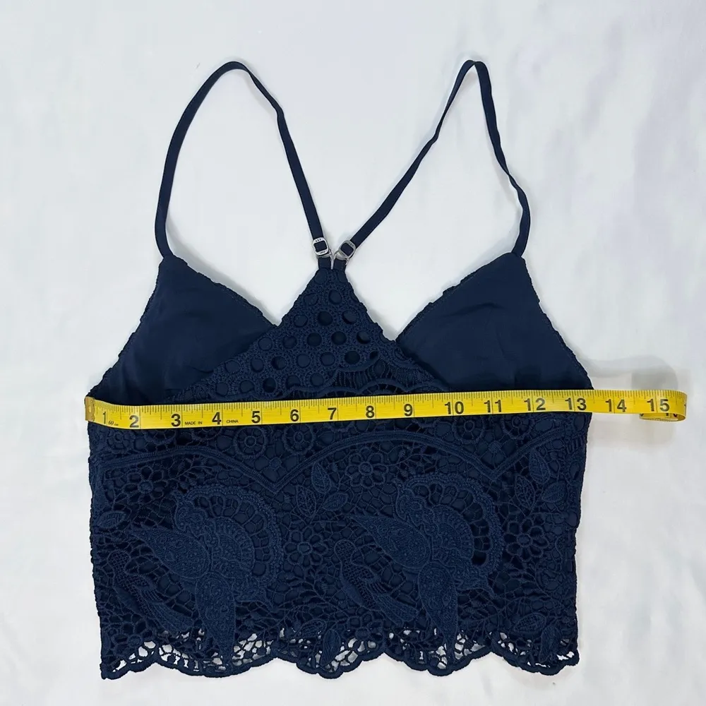 Crochet Lace Racerback Crop Tank - Navy - XS - Image 4