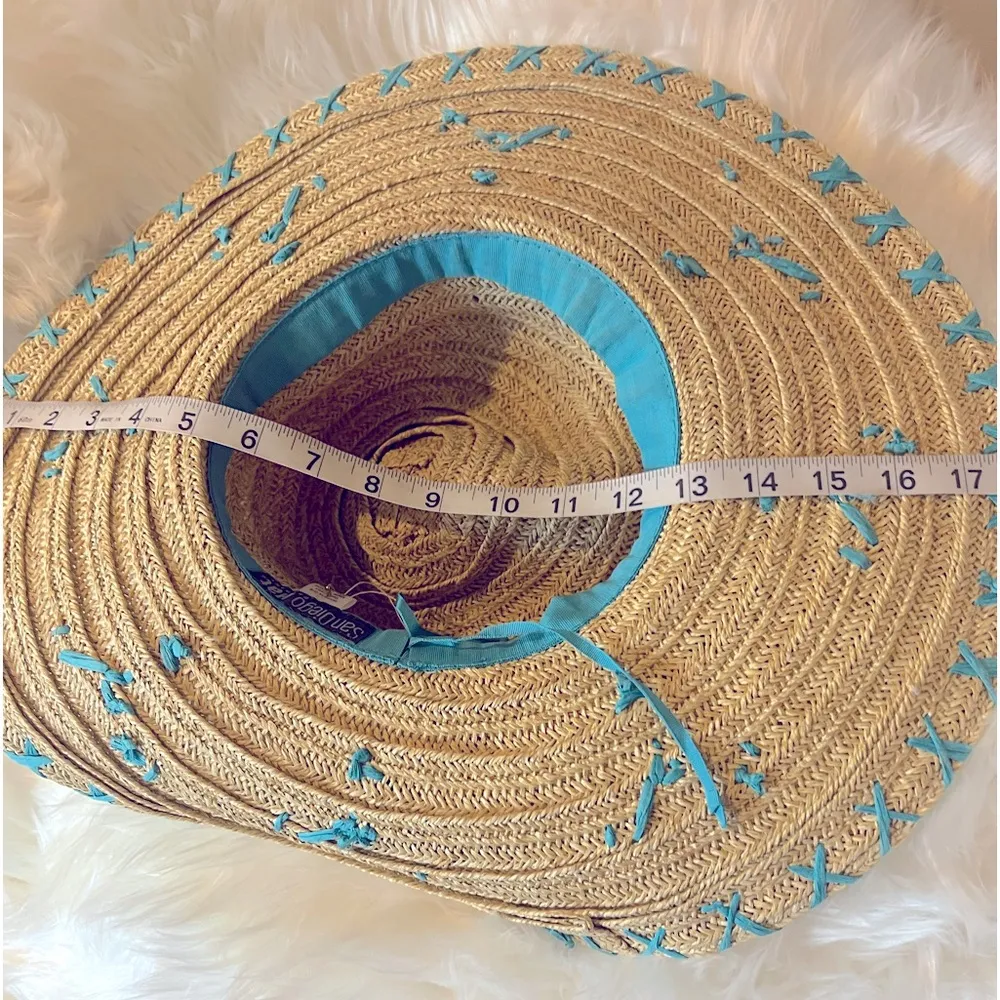 San Diego Hat company beaded, 90% paper wide brim beaded wooden parrots Blue - Image 15