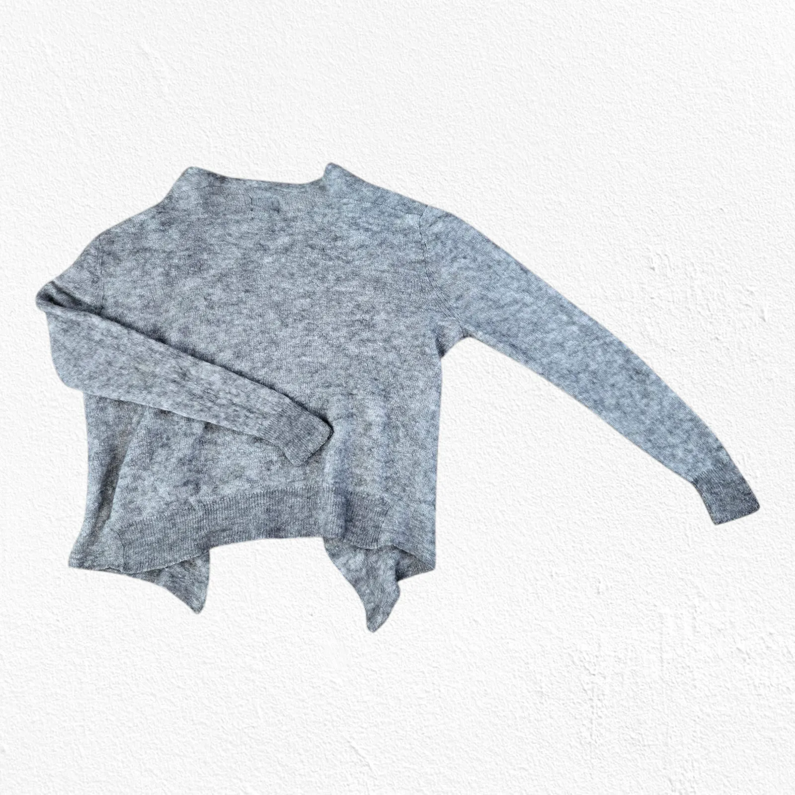 AllSaints Light Grey Open Front Wool Alpaca Cropped Cardigan Sweater Size XL - Image 8