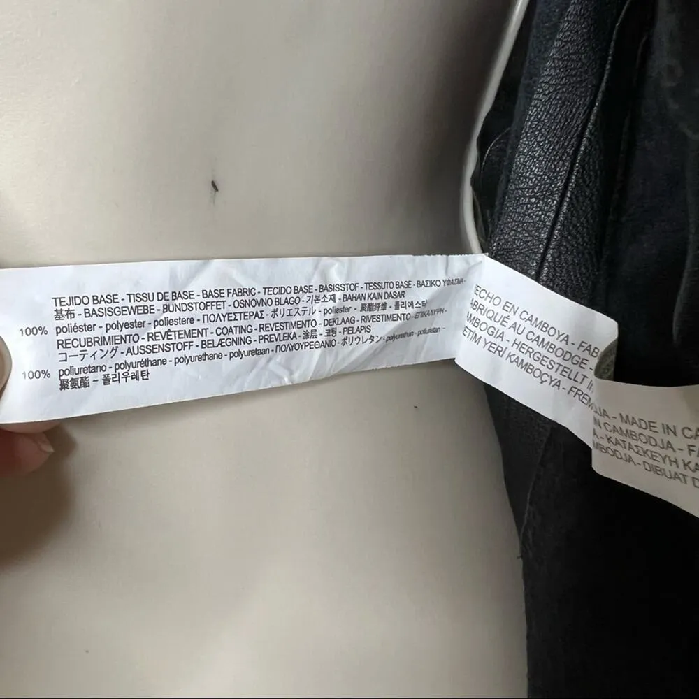 Zara Faux Leather Draped Open Jacket sz XS - Image 5