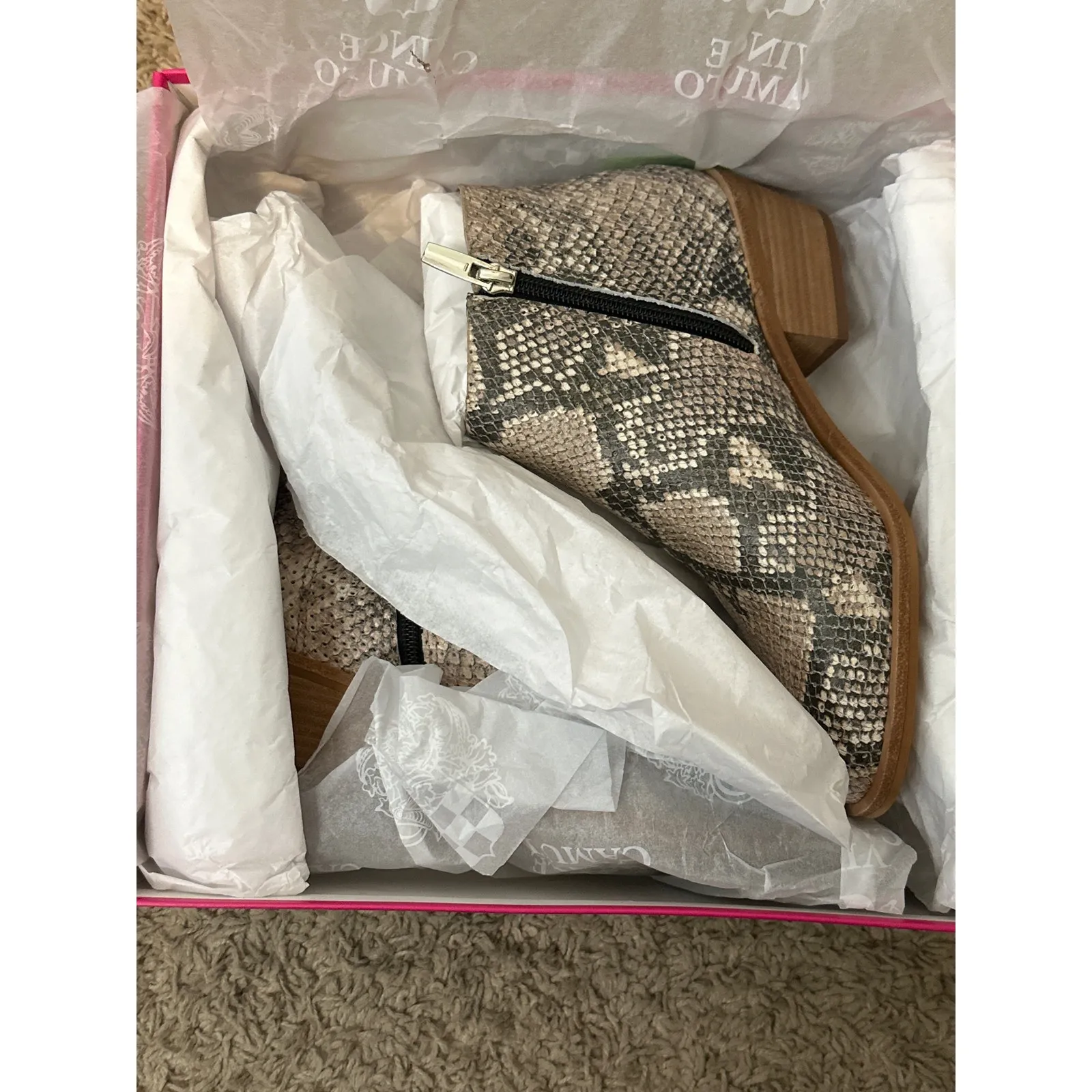 Vince Camuto Arendara Warm Roccia Snake Print Leather Booties Size 6.5M New - Image 6