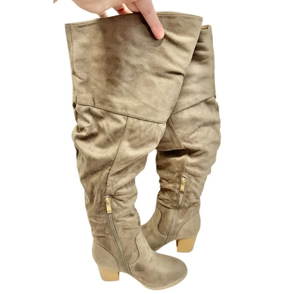 Journee Collection Over The Knee Boots Size 6 Vegan Leather Block Heel Round Toe - Image 6