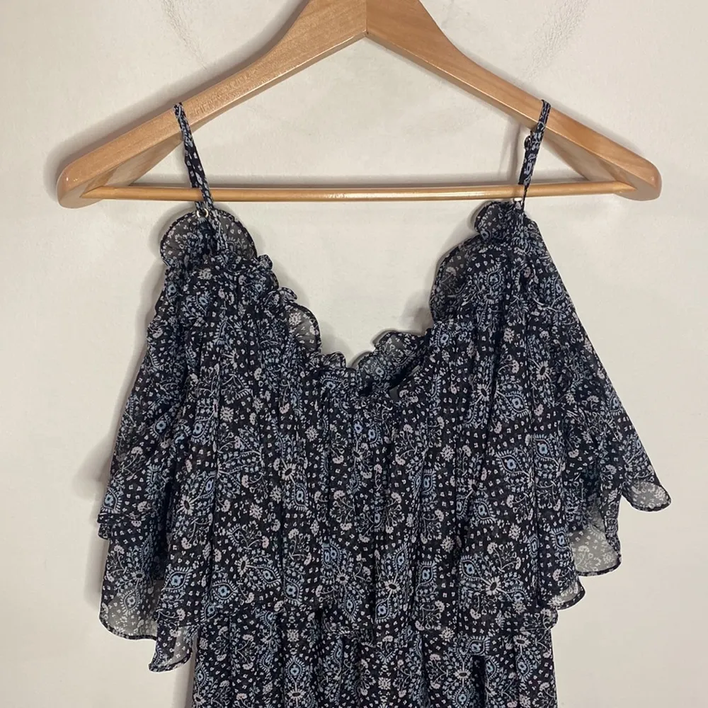 Misa Los Angeles Suki cold shoulder asymmetric ruffled mini dress size XS - Image 4