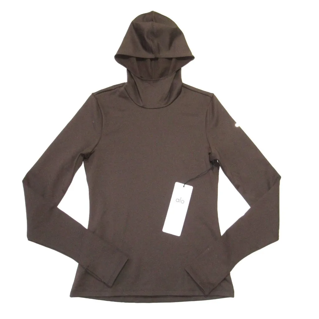 NWT Alo Airlift Winter Warm Hooded Runner in Espresso Brown Top S - Image 2
