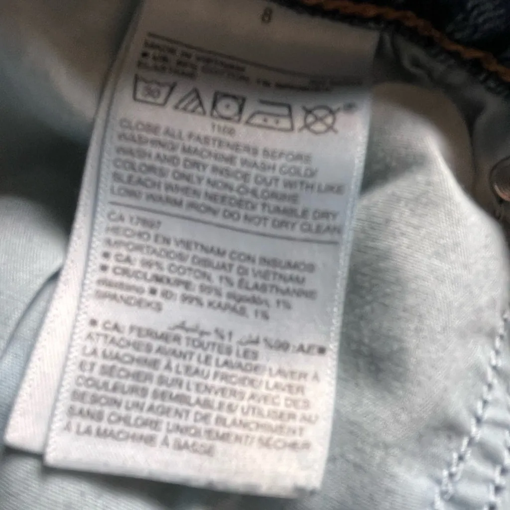 Old Navy Blue Ankle Cropped Pants SZ 8 Boyfriend Jeans Mid Rise Ripped Straight - Image 9