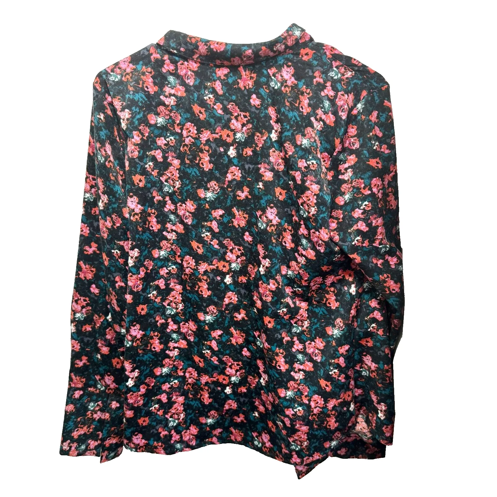 Something Navy Floral Long Sleeve Wrap Front Blouse Size Medium - Image 4