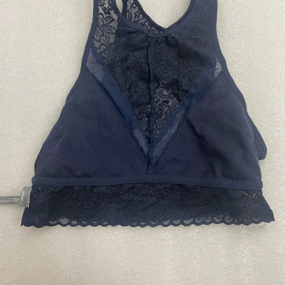Bundle of Aerie Blue Lace Bralettes Bandeau and High Necklace - Image 9