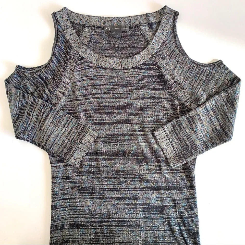 Armani Exchange Metallic Thread Cold Shoulder Knit - Image 5
