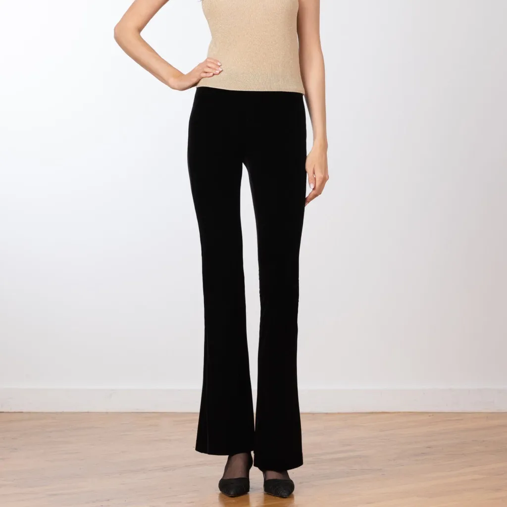 Avenue Montaigne Bellini Black Velvet Flare pants Sz 4 Pull On Minimalist luxury - Image 2