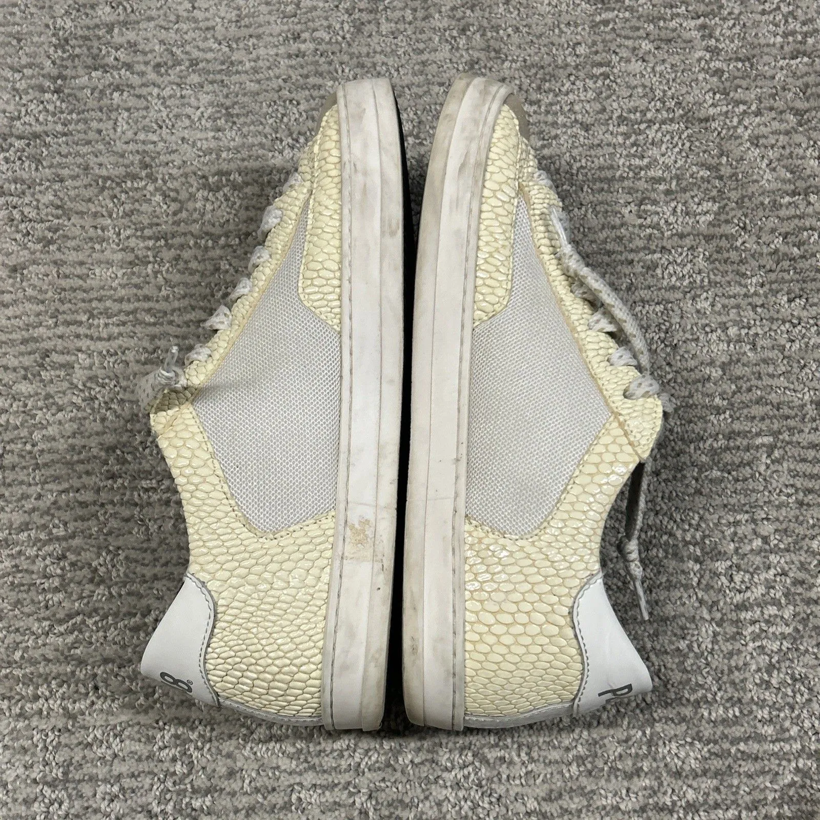 P448 John Low Top Snake Gold Sneakers Shoes Womens 37 US 6.5 7 Suede Glitter - Image 8