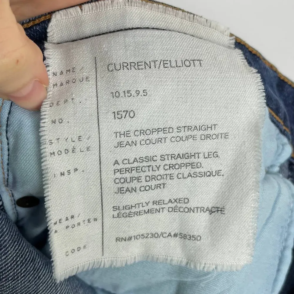 Current Elliott The Cropped Straight Released Hem Ankle Jeans Size 26 - Image 11
