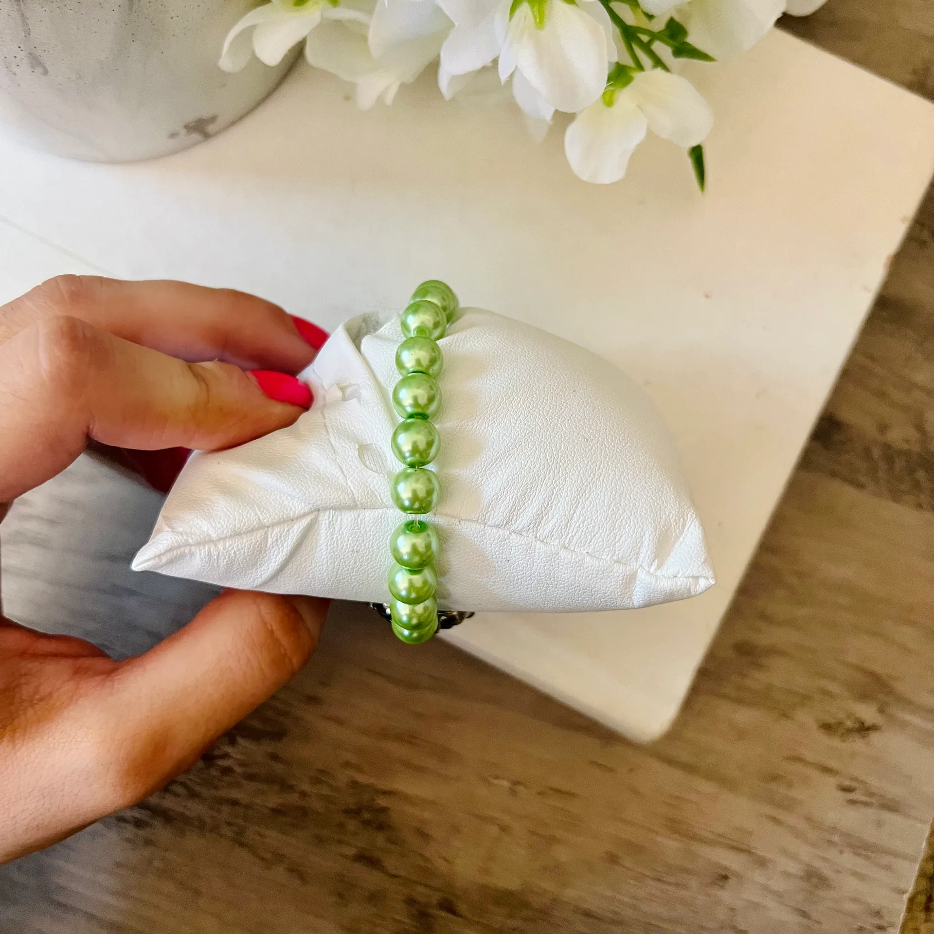 Green Pearl Bracelet Watch - Image 6