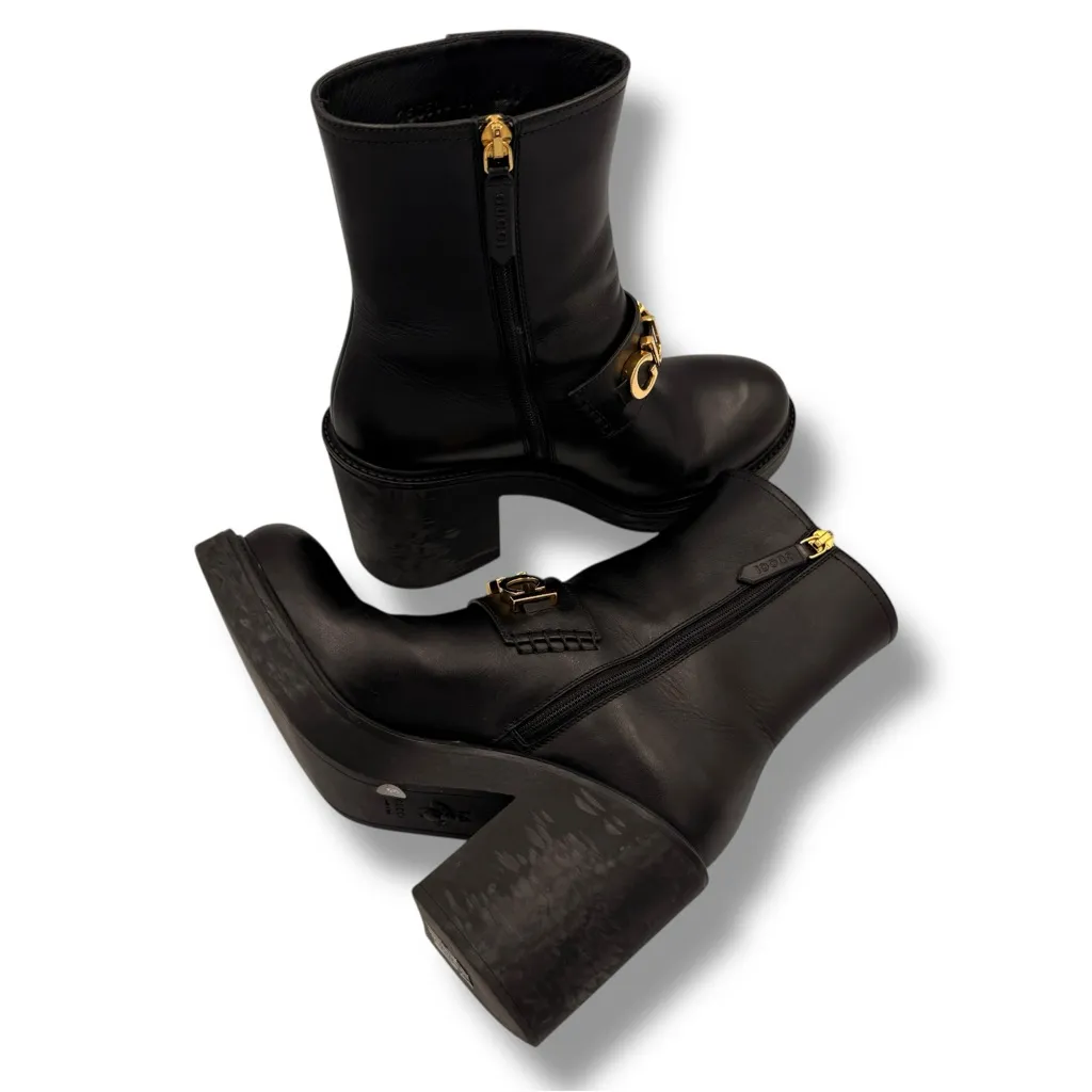 Gucci Logo Ankle Boots Black Leather – EU 37 - Image 4