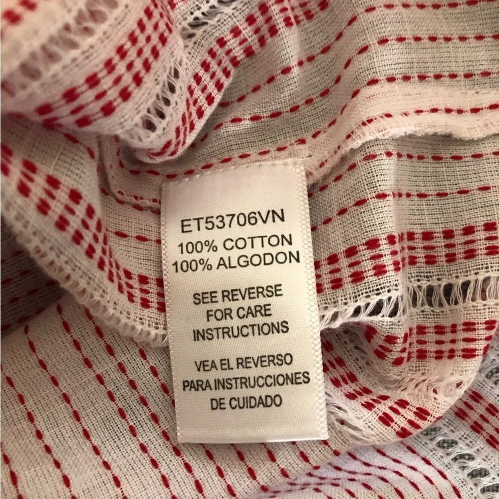 En Crème Boho Vintage Oversized Blouse Red White Striped M L Size M - Image 8