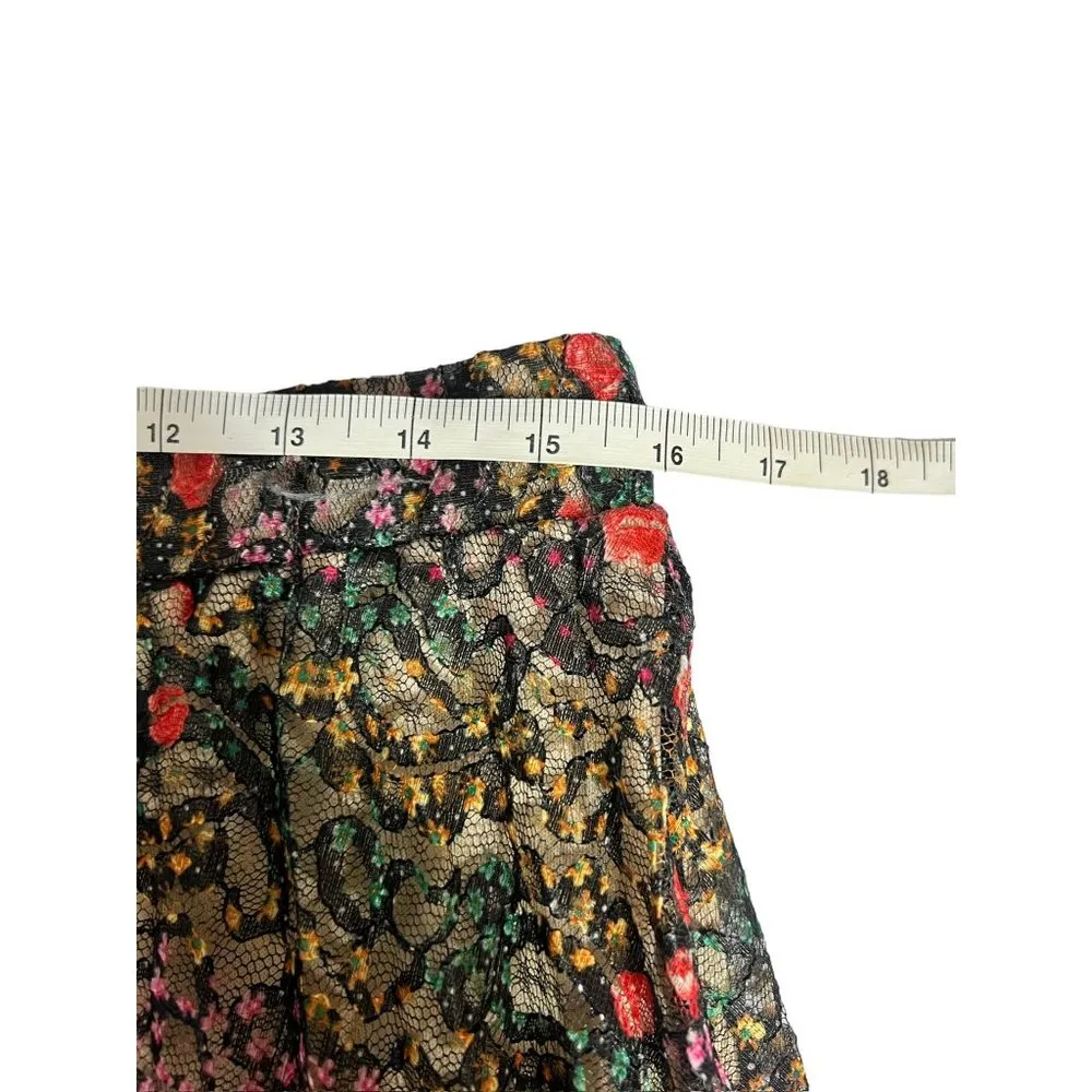 Andi + James Women's Floral Lace Overlay Pleated Accordion Pleats Midi Skirt Size L - Image 5