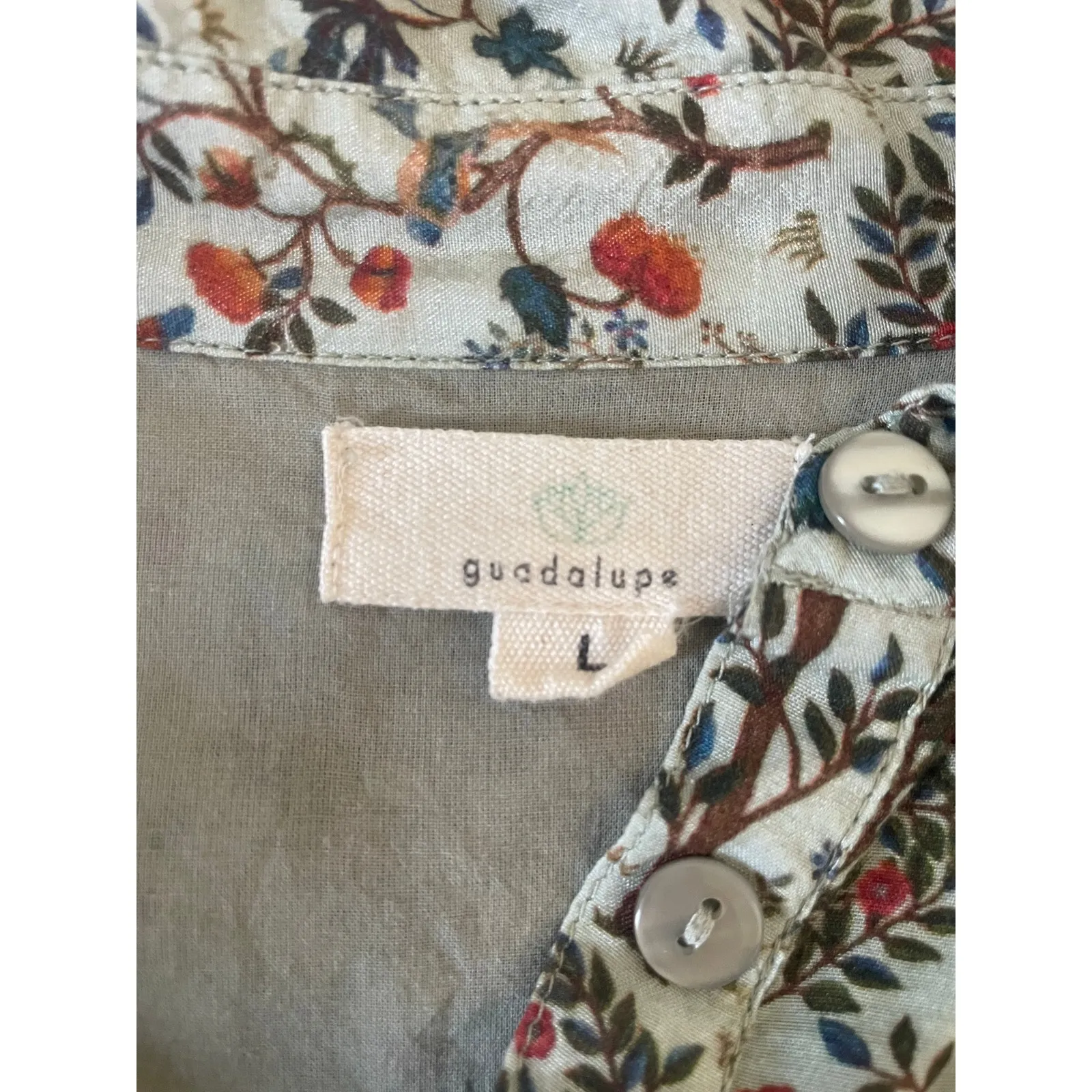 guadalupe design Trees Print Long Sleeve Shirt Dress Size Large Green - Image 6