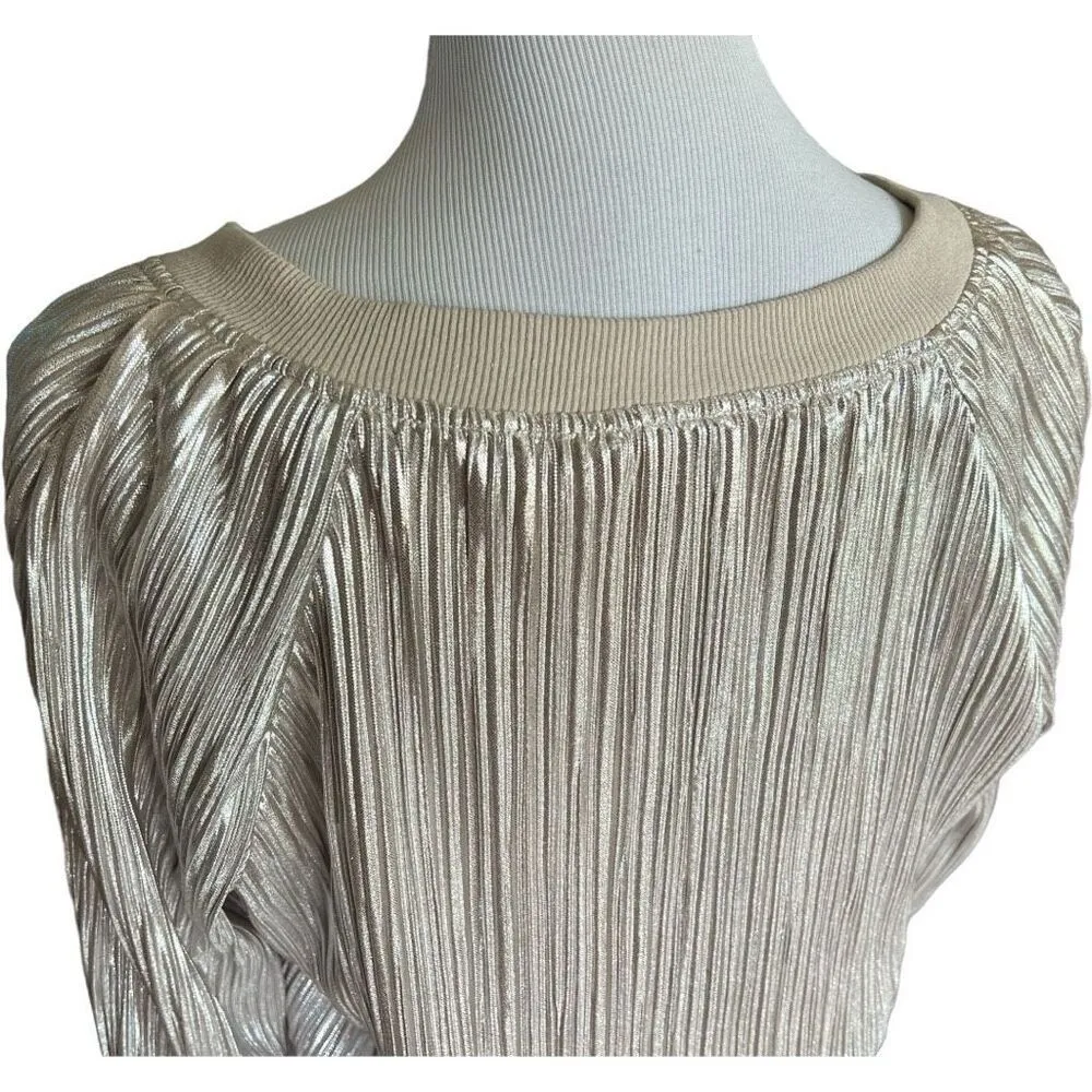 Womens Francesca’s Francescas Metallic Gold Cassie Pleated Bomber Jacket - Image 5