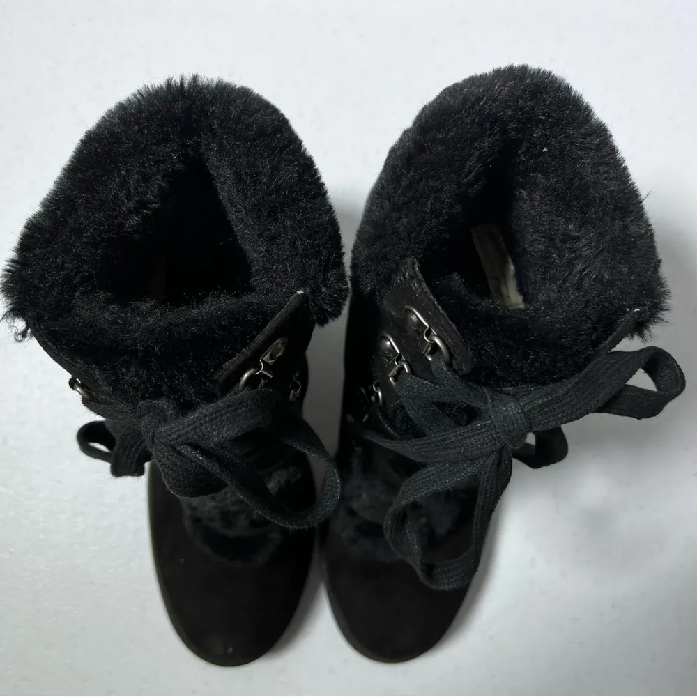 A New Day Larina Black Faux Fur Heeled Ankle Boots - Image 7