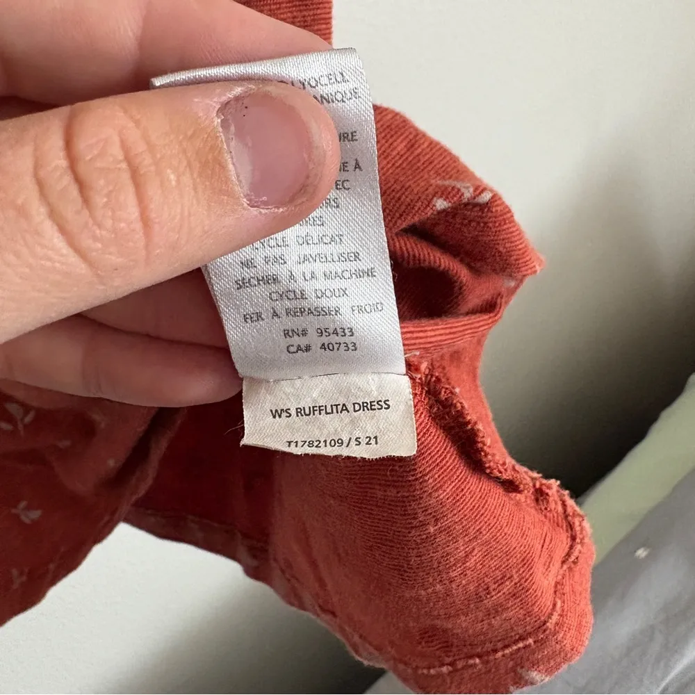 Toad&Co Women’s Rufflita Dress Orange Leaf Organic Cotton Blend Small - Image 8