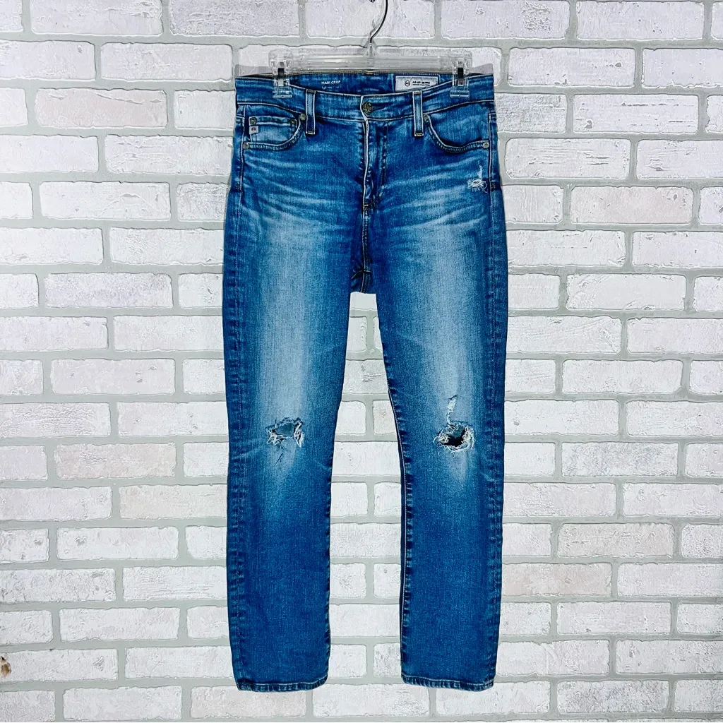 Ag AG-ED Mari Crop High Rise Straight Distressed Jeans Size 28 - Image 4