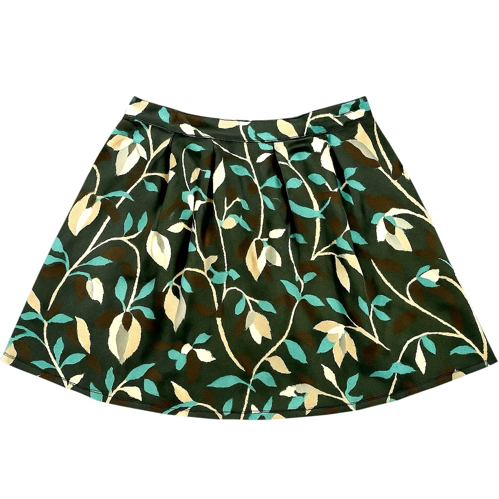 dELiA*s Vintage Satin Floral Mini Skirt Olive Green Jackie Fit Y2K Quietly Chic Size undefined - Image 2