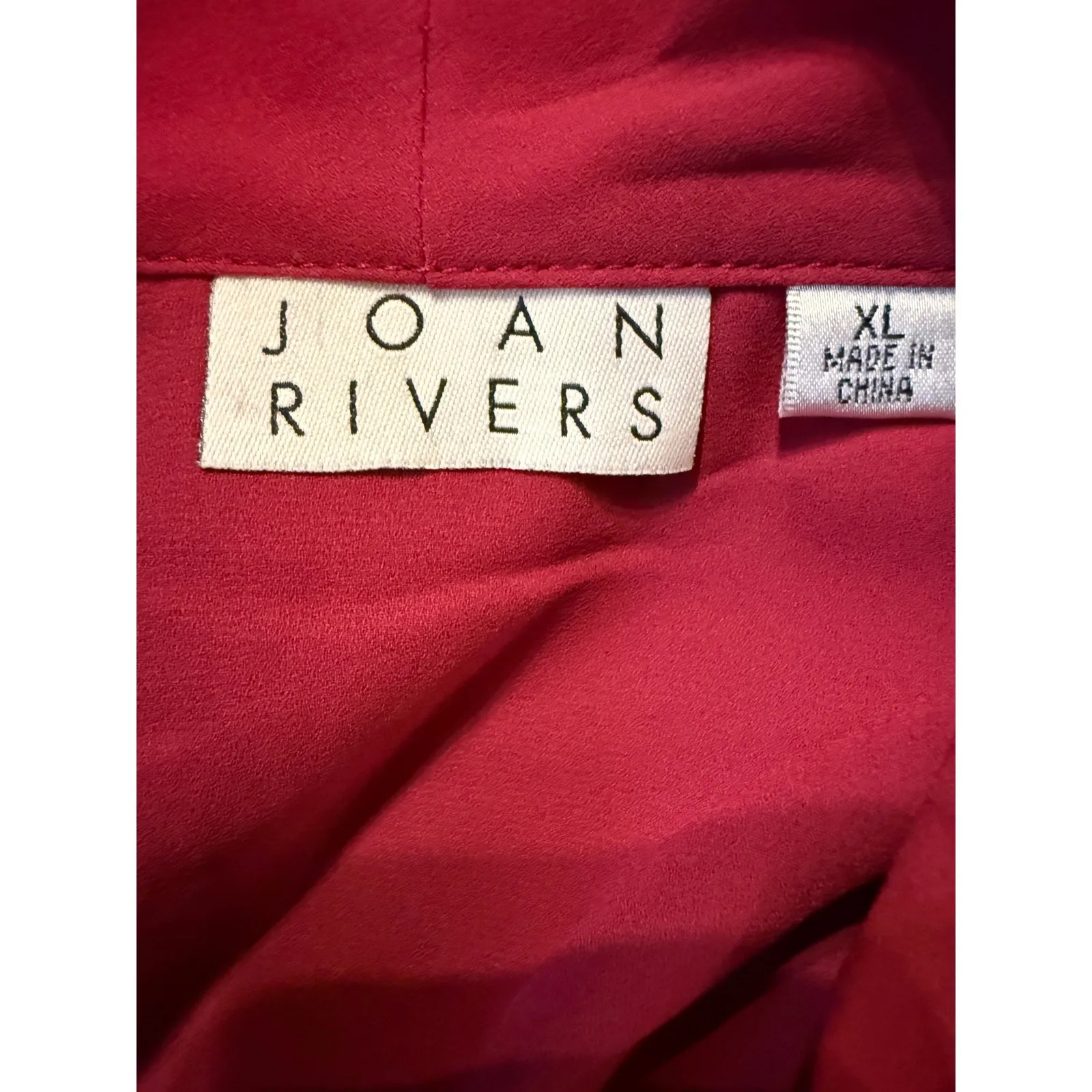 Joan Rivers Bow Neck Blouse Women's XL Pink Long Sleeve Button Front Layered - Image 3