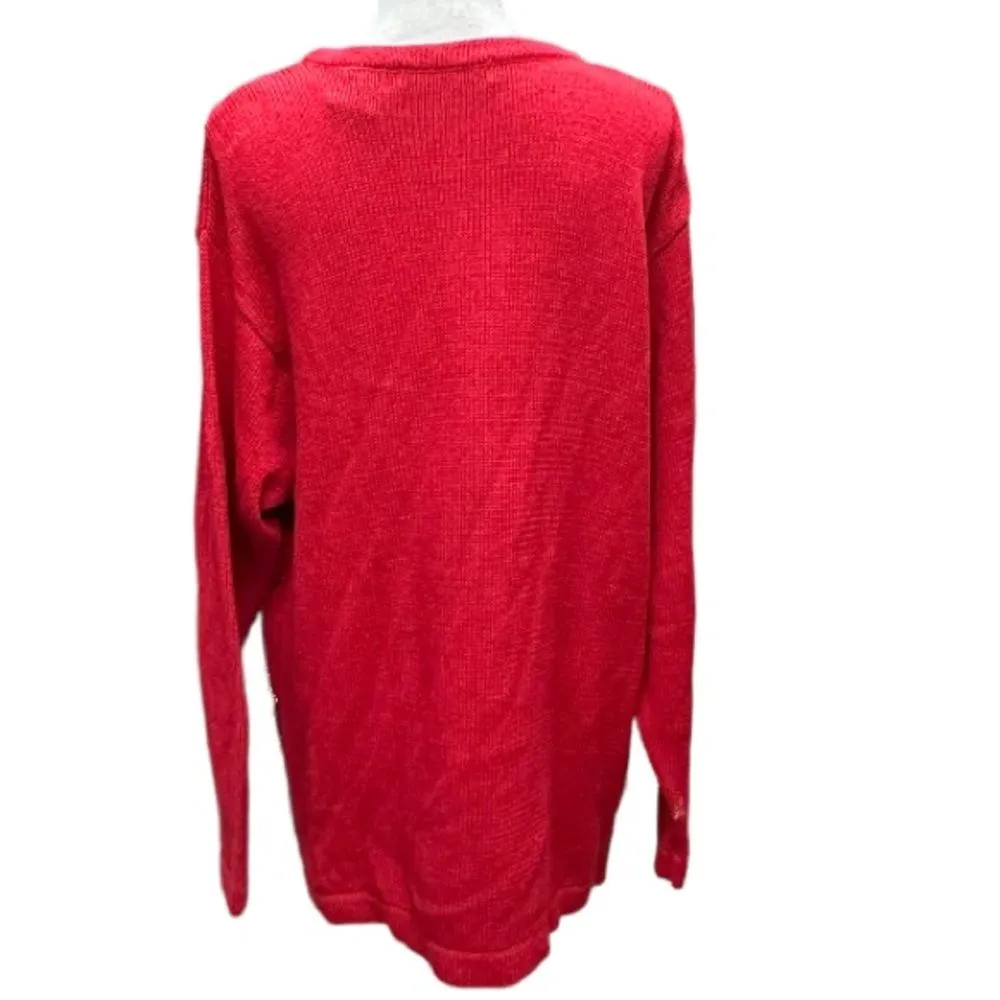 OHI Vintage Holiday Sparkly‎ Bejeweled and Beaded Red Sweater Size XL - Image 4