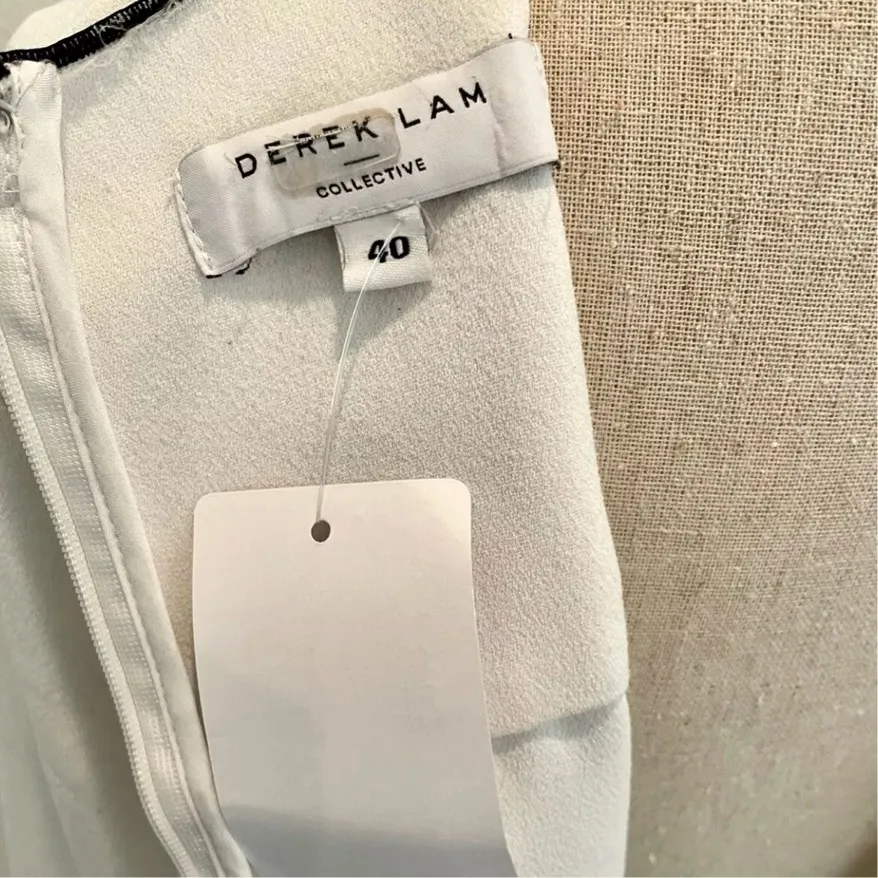 $265 DEREK LAM Collective V Neck Long Sleeve Blouse White size S | US4 | IT40 - Image 3