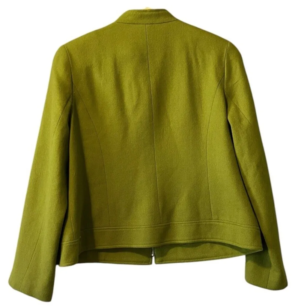 J.G. Hook Women Wool Zip Up Coat‎ Blazer Size 12P Classic Career Professional Green - Image 2