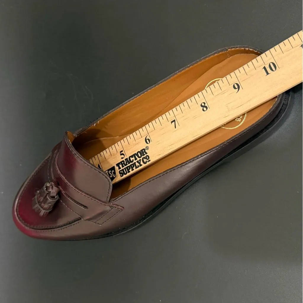 BROOKS BROTHERS Red Fleece Burgundy Leather Tassel Loafers Mules Womens Size 8.5 - Image 9