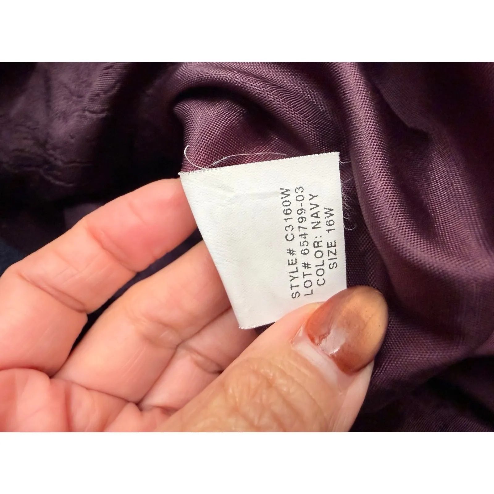 Preston & York 100% Wool Navy Button Front Coat Jacket 16W Lined Pockets Classic - Image 5