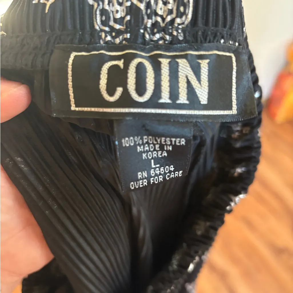 Vintage Pleated Pants – COIN High Rise Black/White 90s Art Teacher Style Black Size L - Image 7