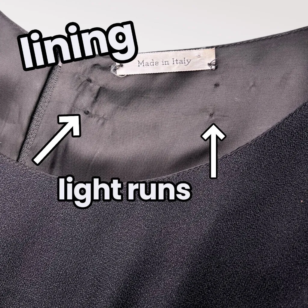 Vintage Black Knee Length Dress Made in Italy Small - Image 10