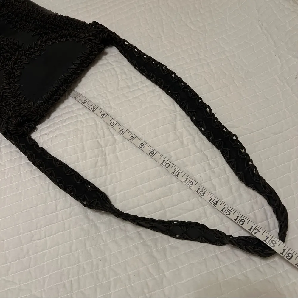 Artisan Vintage 1980s leather crossbody bag unisex handmade one of a kind, black - Image 14