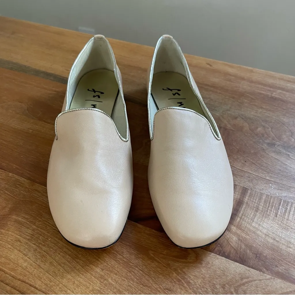 French Sole New York FS/NY Blush Loafer Leather Gold Trim Beige Nude Flats 8.5 Tan - Image 3
