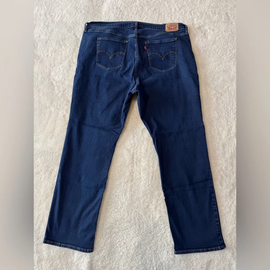 Levi's 724 High Rise Straight Jeans Womens Size 22W Dark Wash Denim Stretch Blue - Image 4
