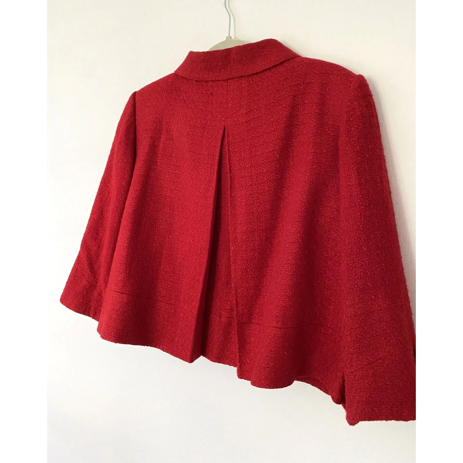 Chelsea & Theodore Red 3/4 Sleeve Lined Blazer Stylish Work Casual Jacket Sz L Size L - Image 3