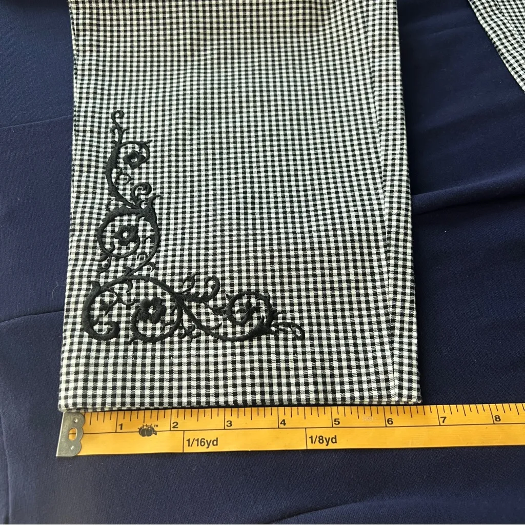 Petite Sophisticate Gingham Stretch Cotton High Rise Embroidered Crop Pant 10 - Image 13