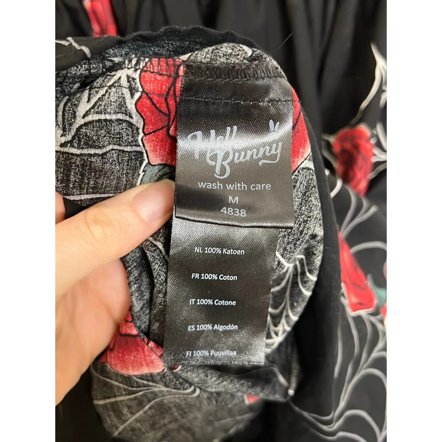 Hell Bunny Dress Womens Medium Black Sabrina 50's A-Line Spiderweb Rose Cotton - Image 5