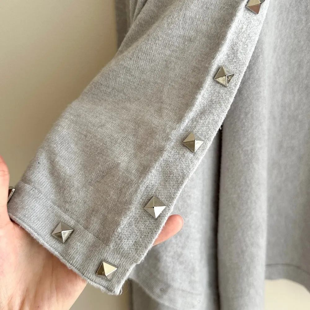 Vila Milano Grey Open Front Metallic Studded Cardigan, Grey, Size Small - Image 8