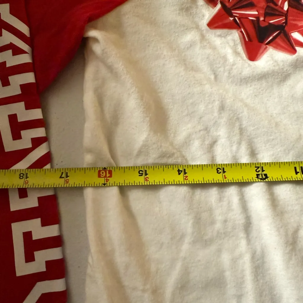 Victorias Secret Pink Holiday Christmas Bow Baseball Tee T-Shirt Top Size Small - Image 2