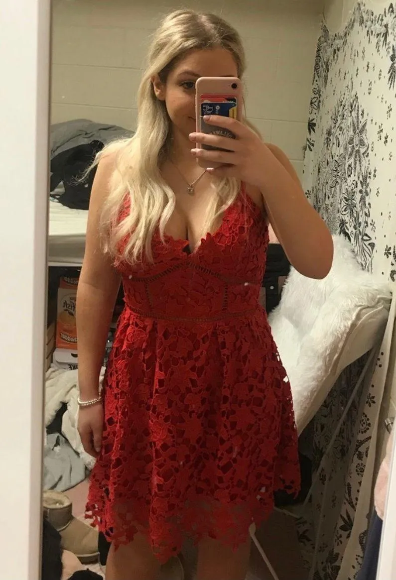 Tobi Red Lace Dress - Image 2