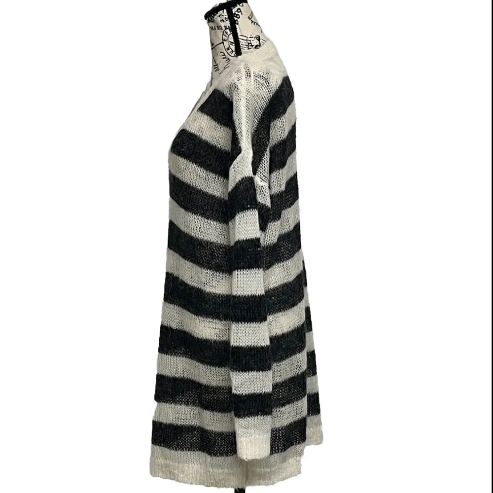 Karl Lagerfeld Striped Open Knit Sheer Sweater Dress S Nautical Oversized - Image 4