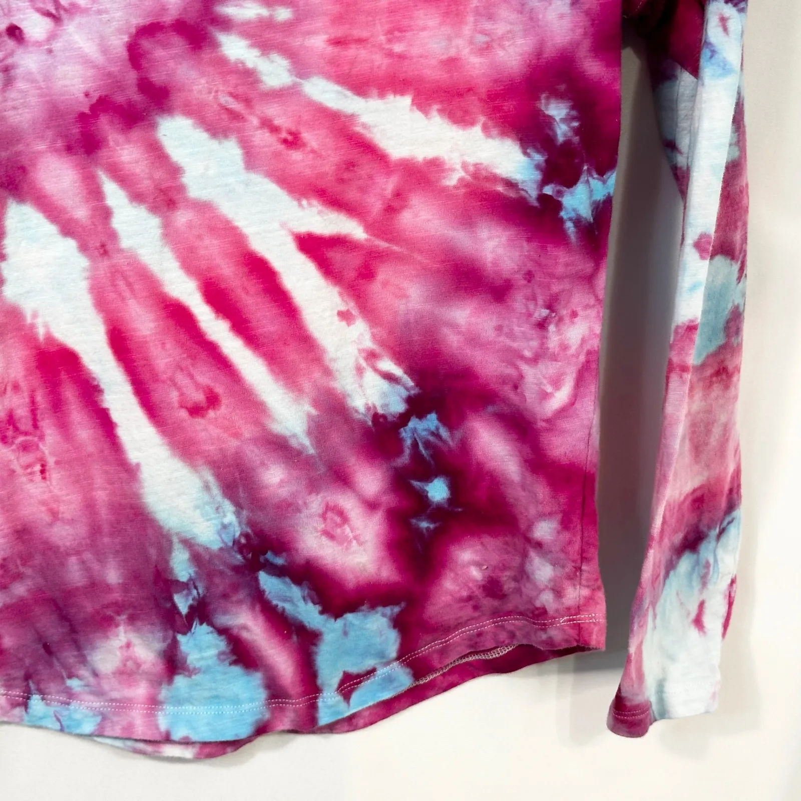 PINK Victoria's Secret XS Top Handmade Tie Dye Long Sleeve Dog Pink Blue 927‎ - Image 7