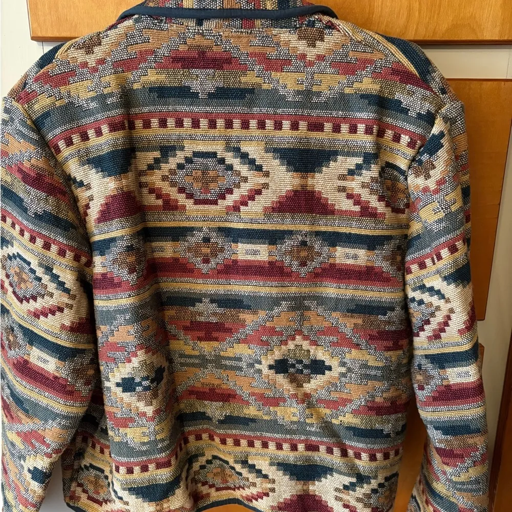 New Identity Multicolor Patterned Jacket Aztec Boho Vintage Large Blue - Image 2