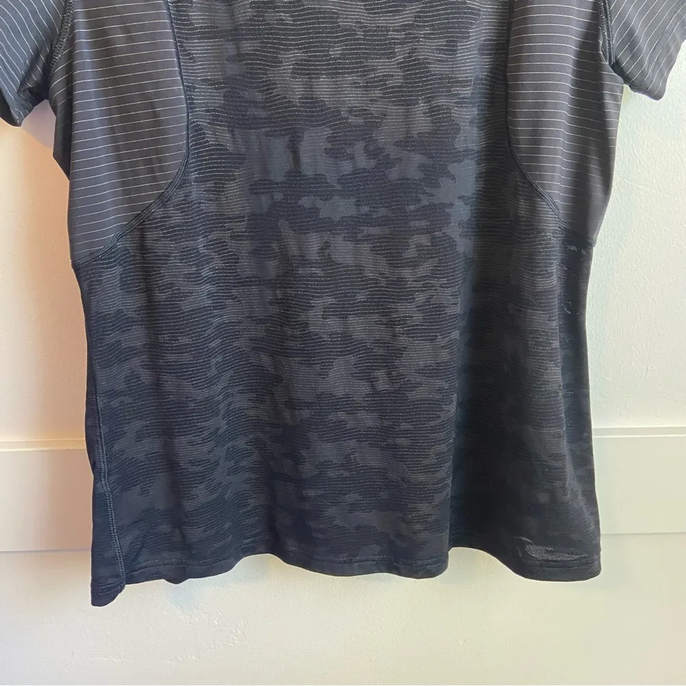 Lululemon Black Striped & Camo Run For Days Short Sleeve Shirt - Image 8